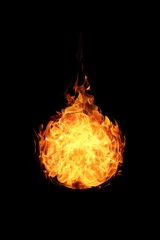 Papier peint Flamme flammes abstraites de feu de boule sur le fond noir