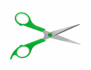 green scissors isolated on a white background