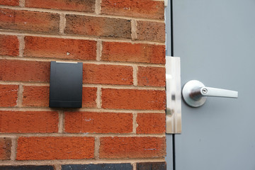 Fototapeta premium door entrance card reader and door knob