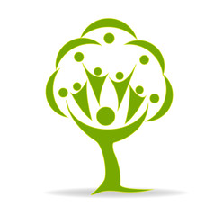 Tree teamwork people logo vector