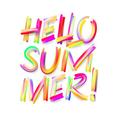 Hello Summer, typographic design on isolated white