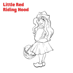 Cartoon Little Red Riding Hood. Contour, outline illustration. Child coloring book
