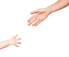 Close-up hands of mother and little child 