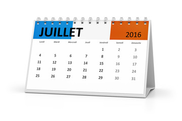 french language table calendar 2016 july