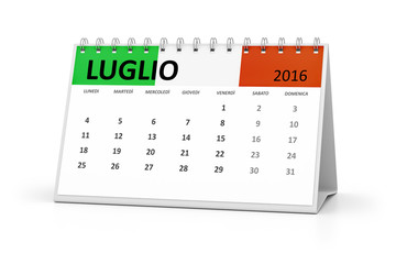 italian language table calendar 2016 july