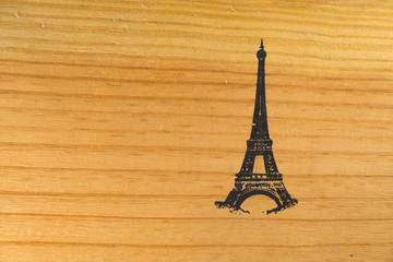Eiffel Tower screen on wooden background - 104351957