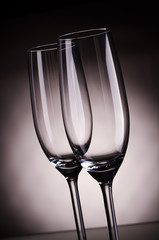 two empty champagne glasses