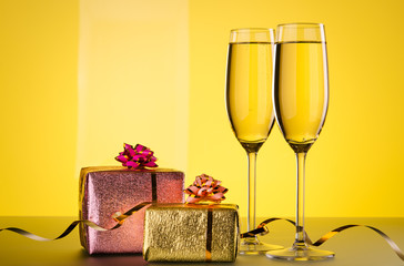 champagne and gift