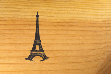 Eiffel Tower screen on wooden background - 104352192