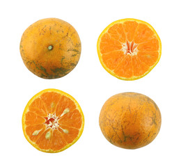 fresh tangerine orange isolated on white background.