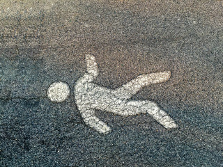 Pedestrian street sign on a asphalt floor.