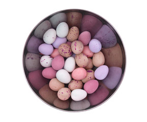 Colorful chocolate easter eggs isolated