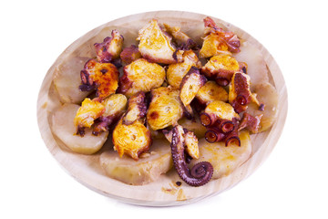 cap octopus with peppers and potatoes isolated