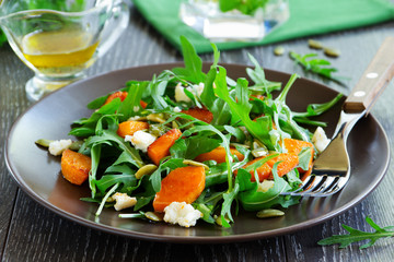 Pumpkin salad, arugula and feta.