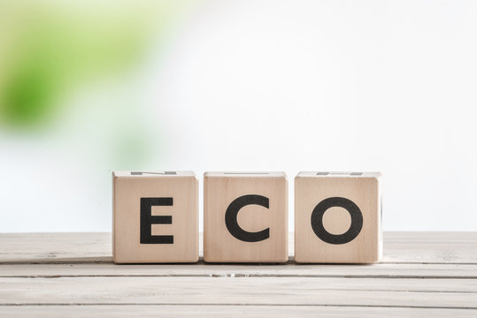 Eco word on wooden cubes