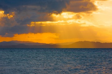 sunset  tropical sea