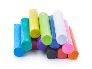 Colorful clay on white background