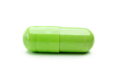 close up of one green capsule