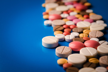 closeup of tablets and pills