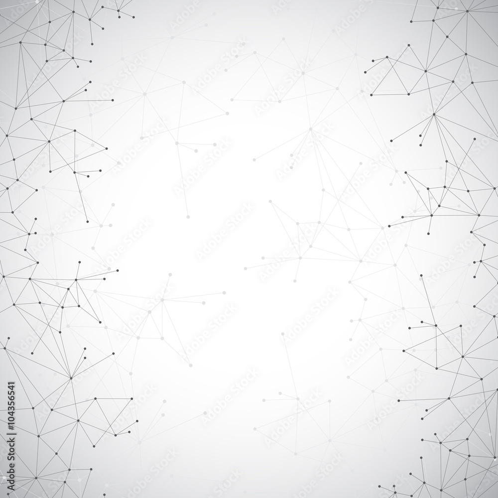 Poster Geometric grey background molecule and communication . Connected lines with dots. Vector illustration
