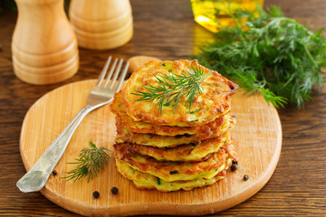 Vegetable fritters of zucchini.