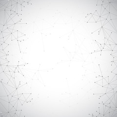 Geometric grey background molecule and communication . Connected lines with dots. Vector illustration