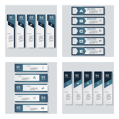 Collection of 4 blue color template/graphic or website layout. Vector Background. For your idea and presentation.