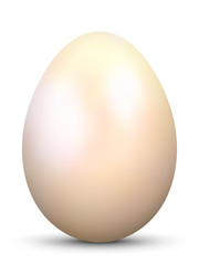 Cremefarbene 3D Vektor Perle in Eiform. Kreatives edeles Designelement für Wellness, Beauty und Spa Design. Cremefarbig, glänzend auf weißem Hintergrund - Beige Farbe.