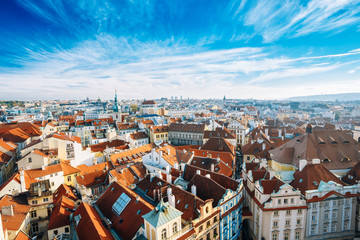 Fototapeta na wymiar Cityscape of Prague, Czech Republic. View from viewpoint on old 