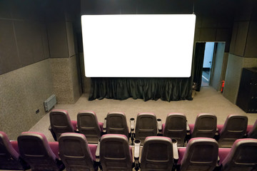 Empty stage in the small movie theater