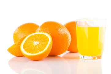 fresh orange fruits and juice