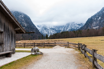 Fototapeta na wymiar View from Konigsee lake, Berchtesgaden, Germany in the winter