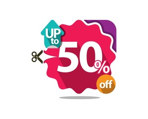 Up to 50% Discount Logo Labels Price Tags Stickers Colorful
