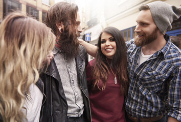 Group of friends standing on the street