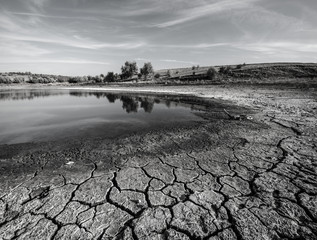 water evaporates and drought comes in