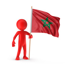 Man and Moroccan flag. Image with clipping path