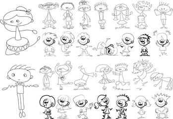 Cartoon doodle happy children