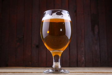 Light beer in a glass