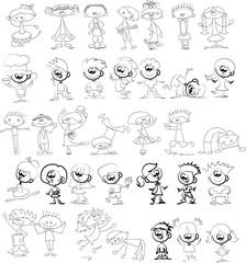 Cute happy cartoon doodle kids