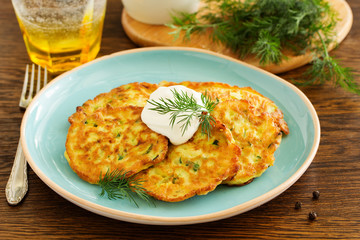 Vegetable fritters of zucchini.
