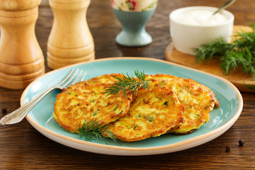 Vegetable fritters of zucchini.