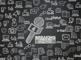 News concept: Breaking News And Microphone on School Board background