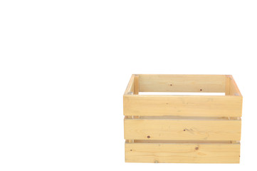 Classic wooden box isolated on white background.