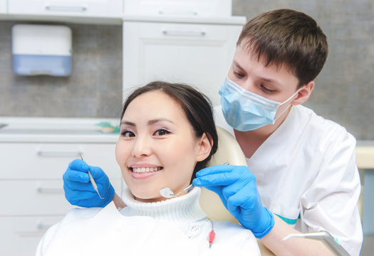 Young female patient at dentist office