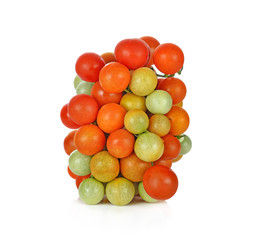 Cherry vine tomatoes on white background