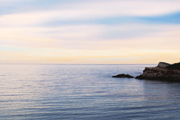 Sundown over the sea with dramatic sky