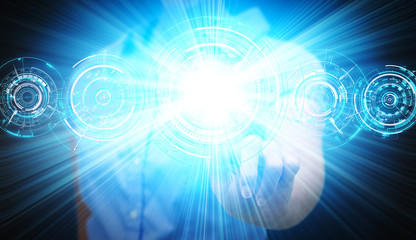 Businesswoman in his office using tactile interface