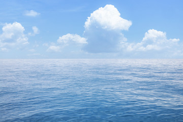 Summer seascape with blue sea and sky background