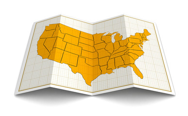 Map of USA. Image with clipping path.