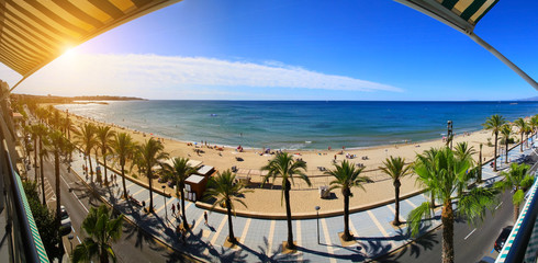 View of Platja Llarga beach in Salou Spain